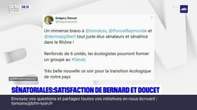 Sénatoriales dans le Rhône: Bruno Bernard et Grégory Doucet félicitent les élus écologistes