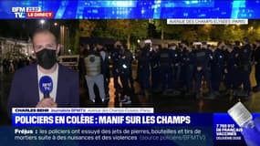 Paris: près des Champs-Élysées, des policiers réunis pour rendre hommage à Éric Masson tué à Avignon