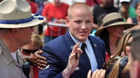 Spencer Stone lors d'une célébration en son honneur après son exploit dans le Thalys, à Sacramento le 11 septembre 2015.