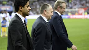 Nasser Al--Khelaïfi, Jean-Michel Aulas et Frédéric Thiriez