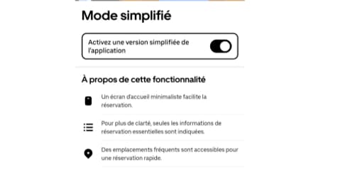 Le mode simplifié d'Uber Seniors. 