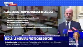 Protocole sanitaire allégé à l'école: "Il n'y aura plus le port du masque en extérieur", déclare Jean-Michel Blanquer