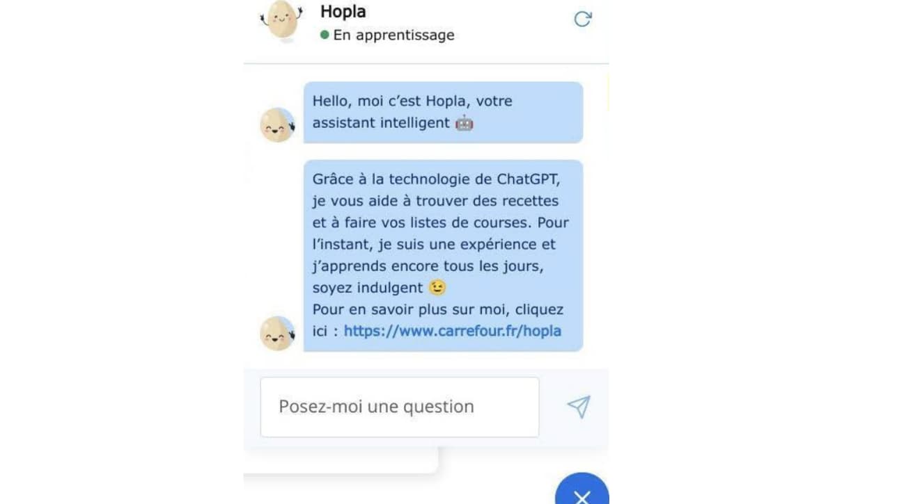 Un exemple du chatbot de Carrefour Un exemple du chatbot de Carrefour