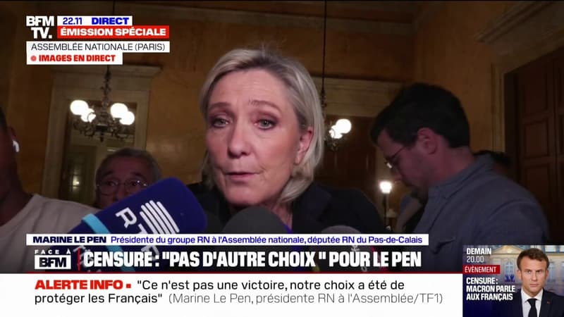 Motion de censure: Marine Le Pen assure que la France a échappé à 