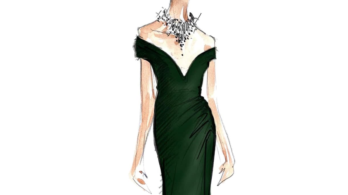 Le croquis d'une robe couture Chopard.