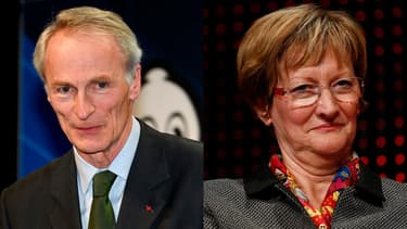 Jean-Dominique Senard, président de Michelin, et Nicolas Notat, ancienne dirigeante de la CFDT.