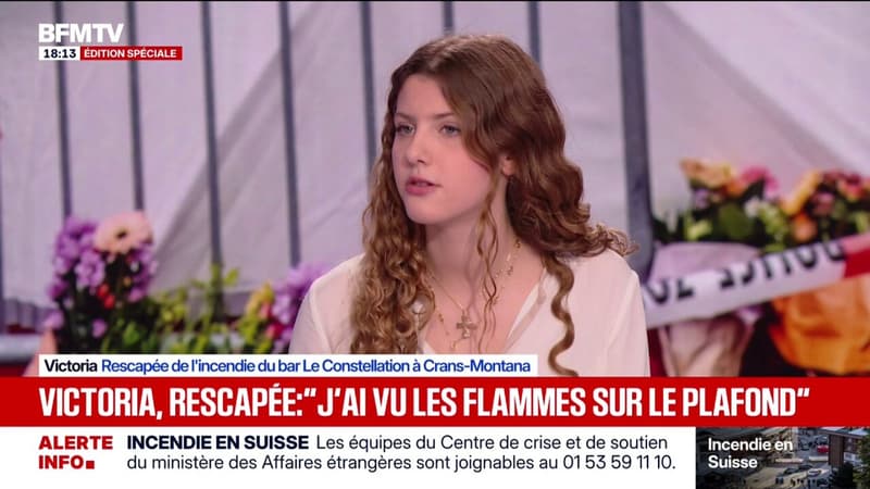 "J'ai vu les flammes sur le plafond ": Victoria, rescapée de l'incendie en Suisse, raconte le soir du drame sur BFMTV