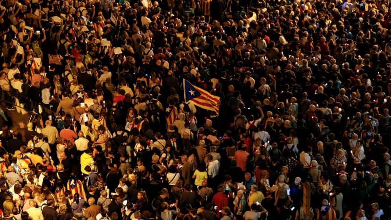 La manifestation dans les rues de Barcelone.