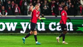 Hakon Haraldsson célèbre face à Sturm Graz, le 11 décembre 2024
