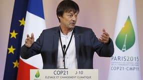 Nicolas Hulot, durant la conférence de presse à l'Elysée, pour la conférence sur le climat.