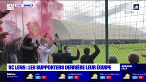 Lens-Lille: plusieurs centaines de supporters lensois à l'entraînement avant le derby