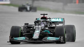 Le pilote britannique Lewis Hamilton (Mercedes), lors du Grand Prix de Russie de Formule 1, le 26 septembre 2021 sur le circuit de Sotchi