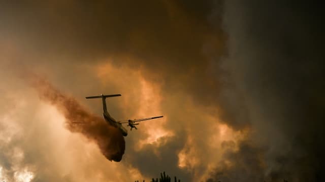 Des pompiers luttent contre les flammes près de Landiras, en Gironde, le 9 août 2022.