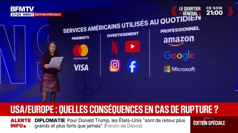 LES ÉCLAIREURS - Quels services les États-Unis pourraient-ils bloquer en cas de guerre commerciale avec l'Union Européenne ?