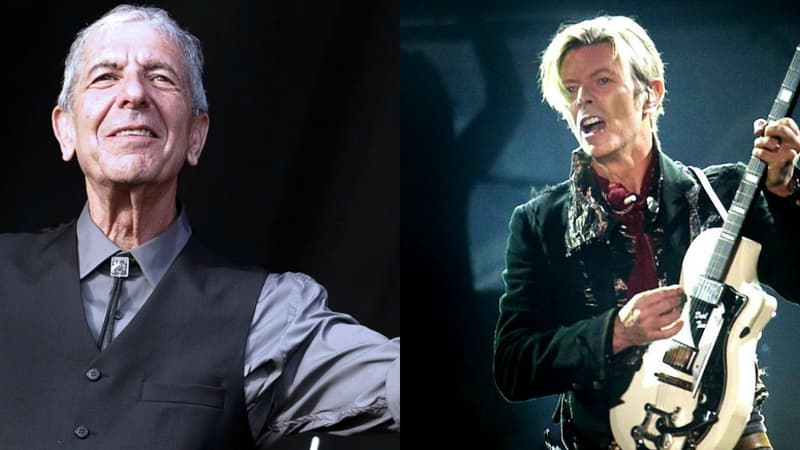 Leonard Cohen, le 20 juillet 2008 et David Bowie en 2003