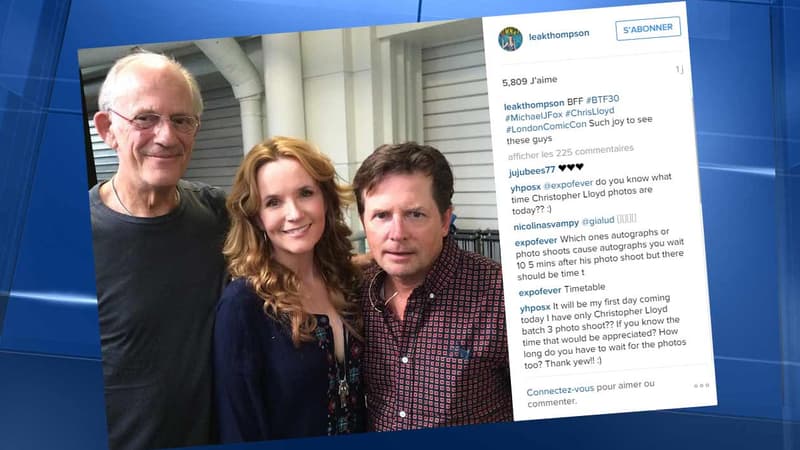 Michael J. Fox, Lea Thompson et Christopher Lloyd au Comic-Con de Londres le 18 juillet.