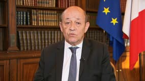 Le ministre des Affaires étrangères Jean-Yves Le Drian, le 10 mai 2018 sur BFMTV. 