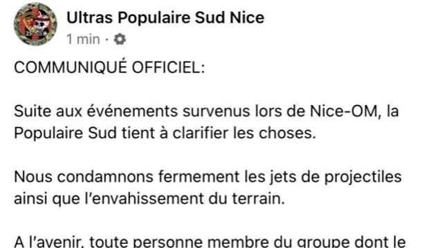 Communiqué ultras populaire sud Nice