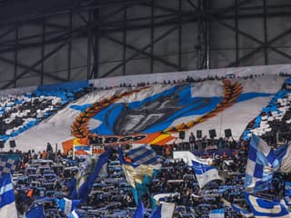 Le virage sud du stade Vélodrome lors d'OM-Lille le 14 janvier 2025