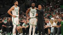 Jayson Tatum, Jaylen Brown et Joe Mazzulla lors des finales NBA entre les Boston Celtics et les Dallas Mavericks le 06/06/2024