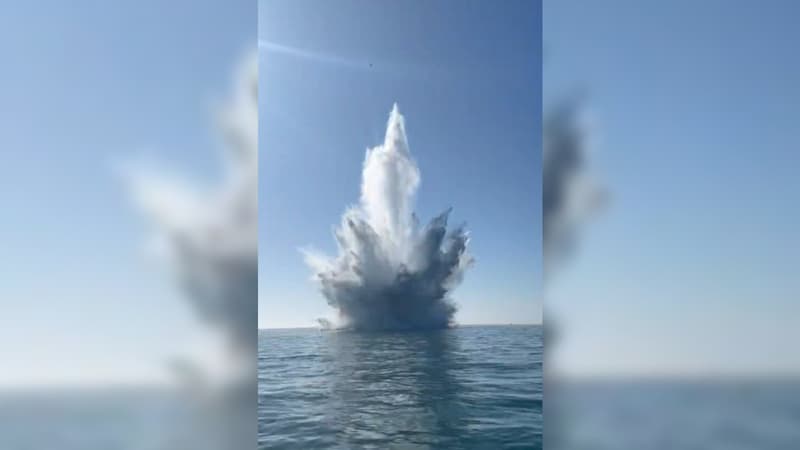 La Marine nationale a "traité" une bombe américaine au large de Saint-Vaast-la-Hougue (Manche) le 5 mars 2025.