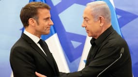 Emmanuel Macron et Benjamin Netanyahu le 24 octobre 2023 à Jérusalem. (Photo d'archive)