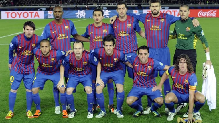 Le Barça lors de la finale Coupe du Monde des clubs 2011, avec neuf joueurs formés au club