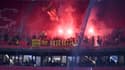 Des supporters nantais de la Brigade Loire pendant un match à Lyon en mars 2023