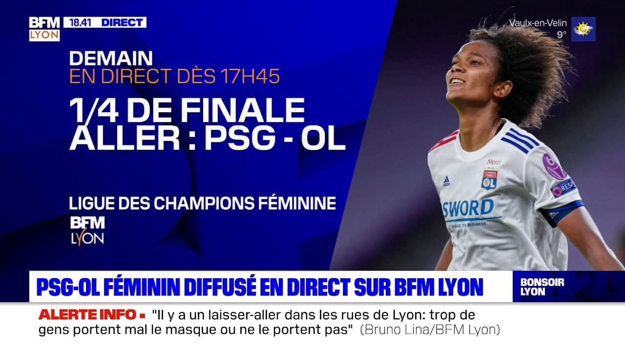 PSGOL féminin diffusé en direct sur BFM Lyon ce mercredi