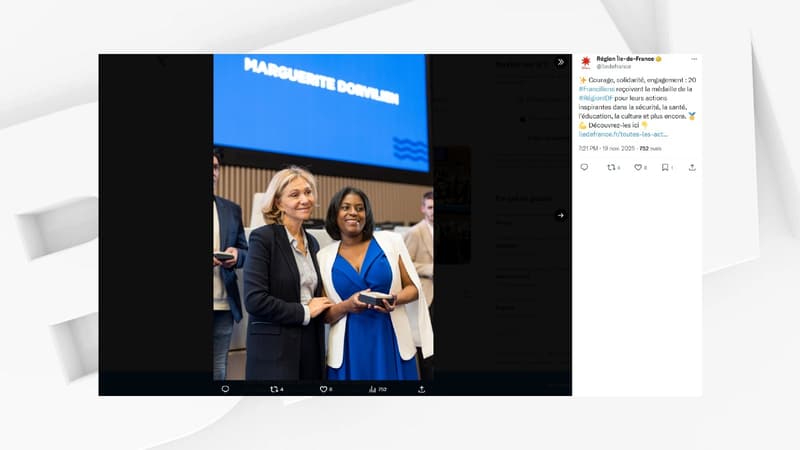 Tentative de viol dans le RER C: Marguerite, qui avait fait fuir l'agresseur de Jhordana, reçoit la médaille de la région Île-de-France