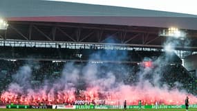 Les supporters de Saint-Etienne lors du barrage contre Auxerre, le 29 mai 2022