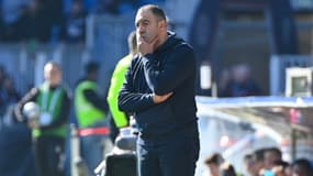 Abdel Bouhazama, l'entraîneur du SCO d'Angers, le 5 mars 2023 face à Montpellier.