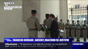 Le ministre des Armées, Sébastien Lecornu, dépose une gerbe de fleurs devant la stèle d'Alfred Dreyfus