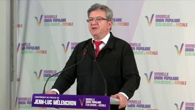Jean-Luc Mélenchon s'exprime après l'allocution d'Emmanuel Macron, le 22 juin 2022.
