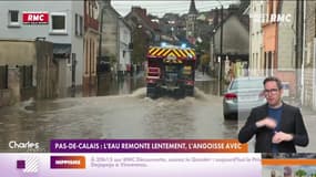Pas-de-Calais: l'eau remonte lentement, l'angoisse avec