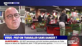 Jérôme Nanty (DRH de Carrefour) déclare que la prime de 1000 euros destinée aux salariés sera versée "au plus tard sur la paie de mai"