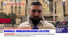 Grève du 7 février: des élèves mobilisés devant le lycée Victor-Hugo à Marseille