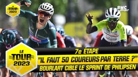 Tour de France - E7 : "Il faut qu'un coureur vole au-dessus des barrières ?" Bourlart conteste le sprint de Philipsen