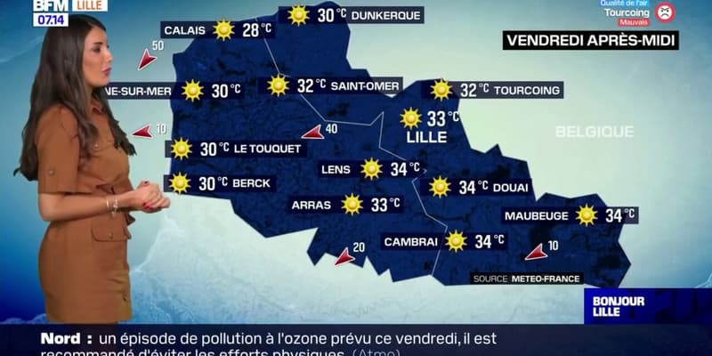 Météo Nord-Pas-de-Calais: toujours un grand ciel bleu ce vendredi, jusqu'à 33°C à Lille