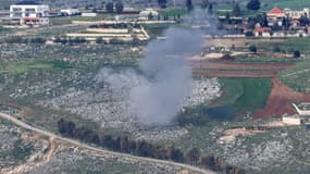 Une frappe israélienne près du village de Yohmor au sud du Liban le 22 mars 2025