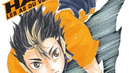 Détail de la couverture d'un exemplaire du manga "Haikyu, les as du volley"