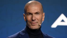 Zinédine Zidane lors d'une conférence de presse Alpine, à Londres le 16 février 2023