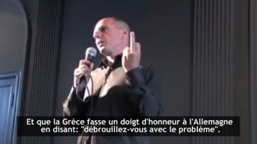 Dans cette vidéo, le ministre grec des Finances évoque bien un doigt d'honneur à l'Allemagne, mais n'en a jamais fait le geste.