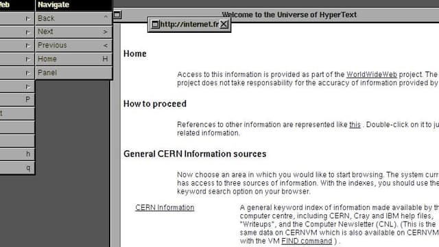 Une simulation du premier navigateur Web.