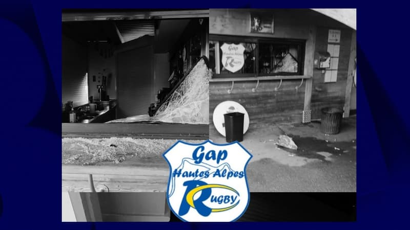 Photo du club-house du Gap Hautes-Alpes Rugby après le cambriolage qui a eu lieu dans la nuit du 30 au 31 janvier 2025. 
