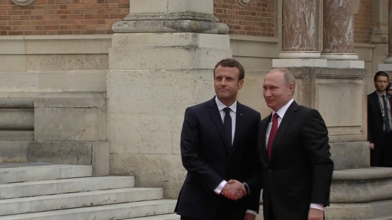 Emmanuel Macron et Vladimir Poutine à Versailles. 