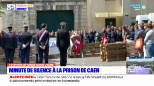 Les images de la minute de silence observée devant la prison de Caen, en hommage aux agents pénitentiaires tués dans l'Eure
