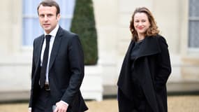 Emmanuel Macron et Axelle Lemaire dans la cour de l'Elysée le 10 décembre 2014.