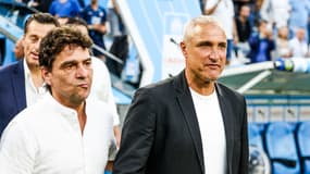 Bernard Casoni (à droite) aux côtés de Jean-Jacques Eydelie le 27 mai 2023 pour les célébrations des 30 ans de la victoire de l'OM en Ligue des champions