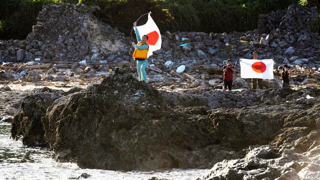 L'île Uotsuri, qui fait partie de l'archipel disputé des îles Senkaku (en japonais) ou Diaoyu (en chinois). Plusieurs militants nationalistes japonais ont débarqué dimanche sur les îles rocheuses de Senkaku-Diaoyu, en mer de Chine orientale, théâtre d'une